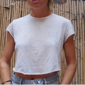 Super light blue white cloud cropped t shirt